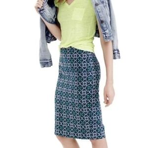 J.CREW Medallion print pencil skirt
